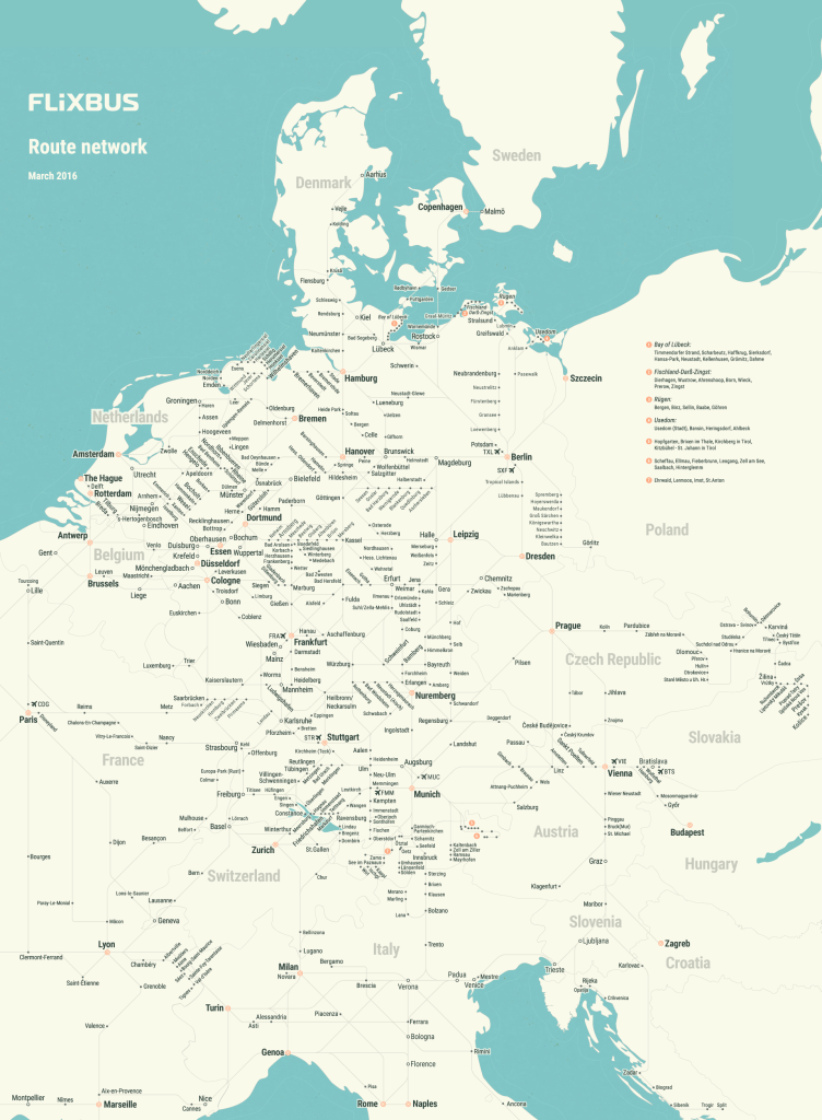 Карта маршрутів FlixBus