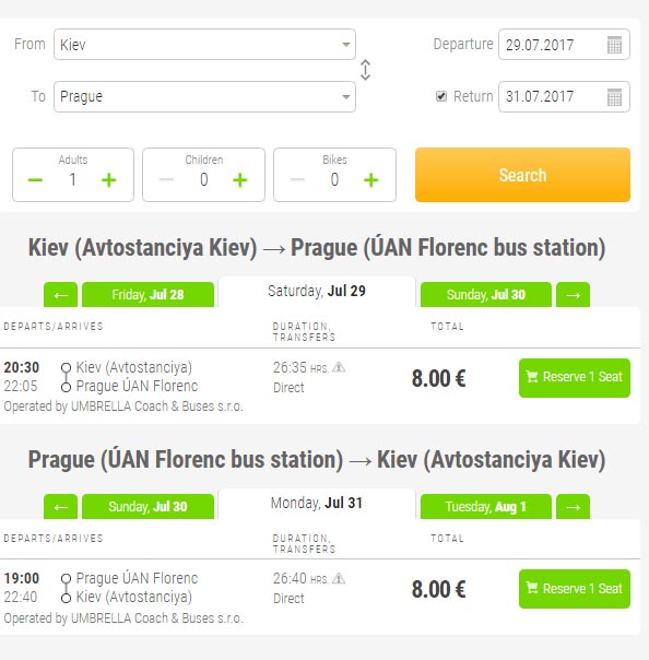 Київ - Прага - Київ - FlixBus