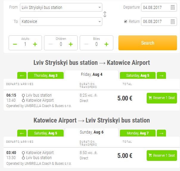 Львів - Катовіце - Львів FlixBus