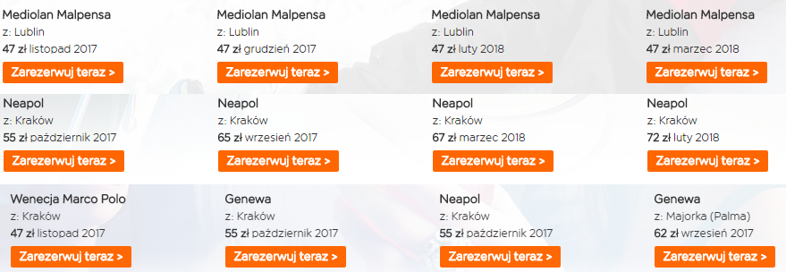 Орієнтовні ціни на переліт з Польщі у Європу EasyJet