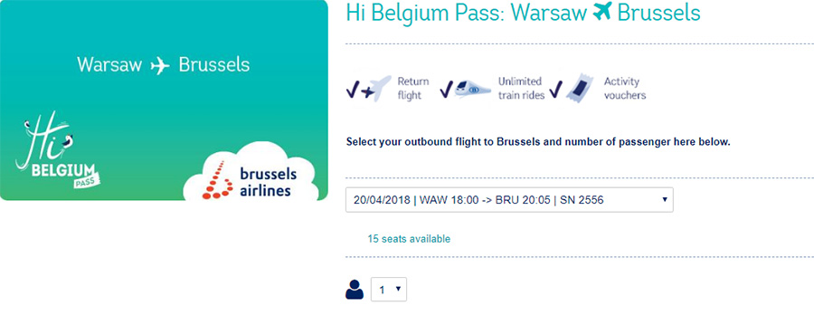 Приклад бронювання Hi Belgium Pass з Варшави у Брюссель