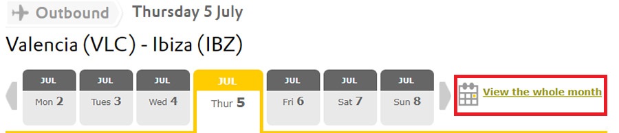 Vueling whole month search
