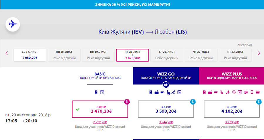 Авіаквитки Київ - Лісабон зі знижкою 20%