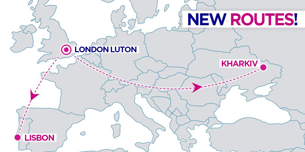 Карта нових напрямків з Лондону в Харків та Лісабон