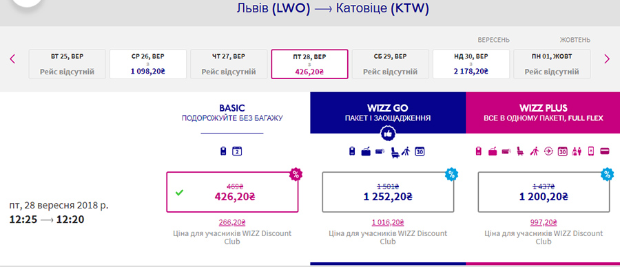 Авіаквитки Львів - Катовіце зі знижкою 20% на сайті Wizz Air