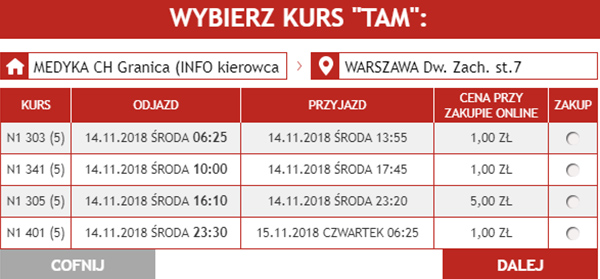 Автобусні квитки Медика - Варшава: