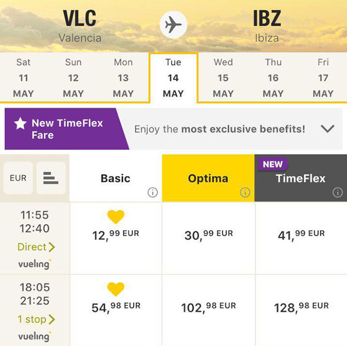 Квитки Валенсія - Ібіца в мобільному додатку Vueling