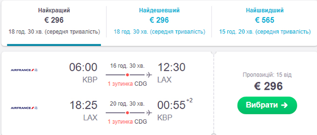 Дешеві авіаквитки із Києва в Лос-Анджелес "туди-назад" в травні