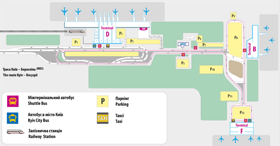 Схема Міжнародного аеропорту Бориспіль