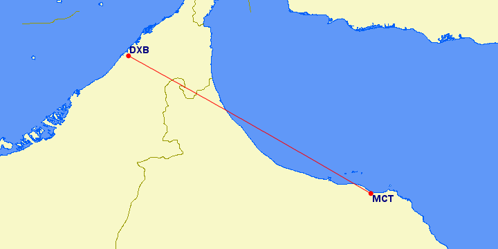 flight map dxb mct