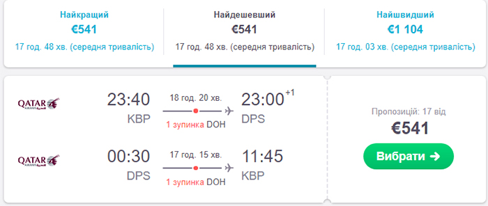 Авіаквитки Київ - Балі - Київ від €541