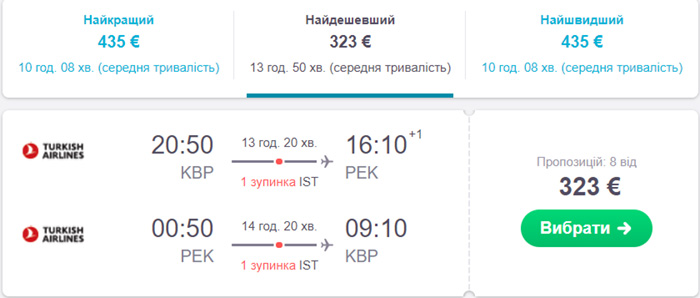 Київ - Пекін - Київ від €323