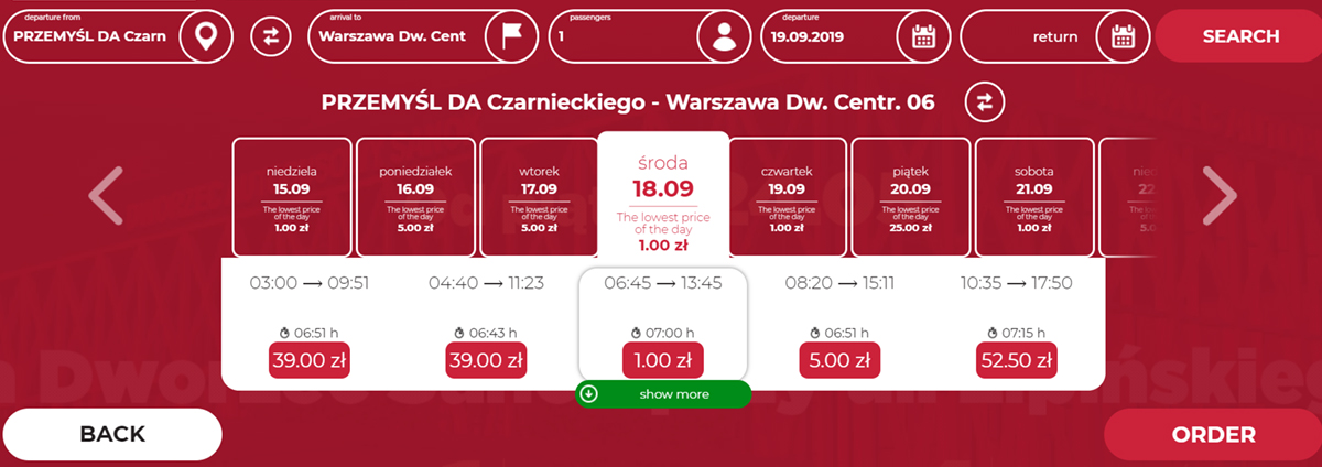 Дешеві автобусні квитки Перемишль - Варшава