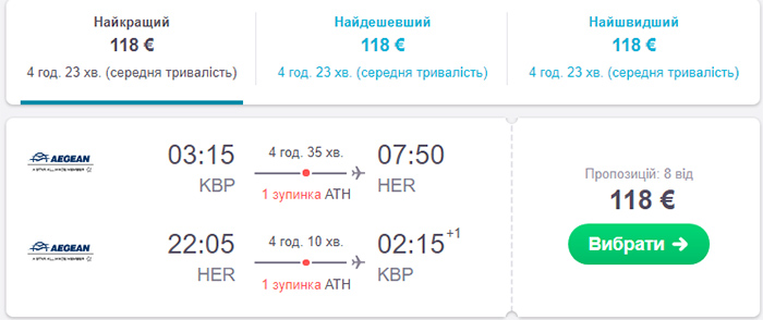 Київ - Іракліон - Київ від €118