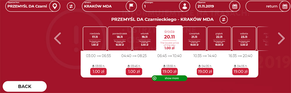 Автобусні квитки з Перемишля в Краків за 1 zl