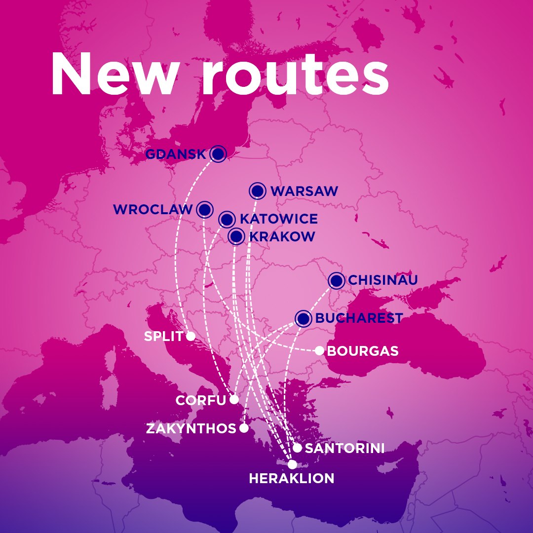 Карта нових напрямків Wizz Air
